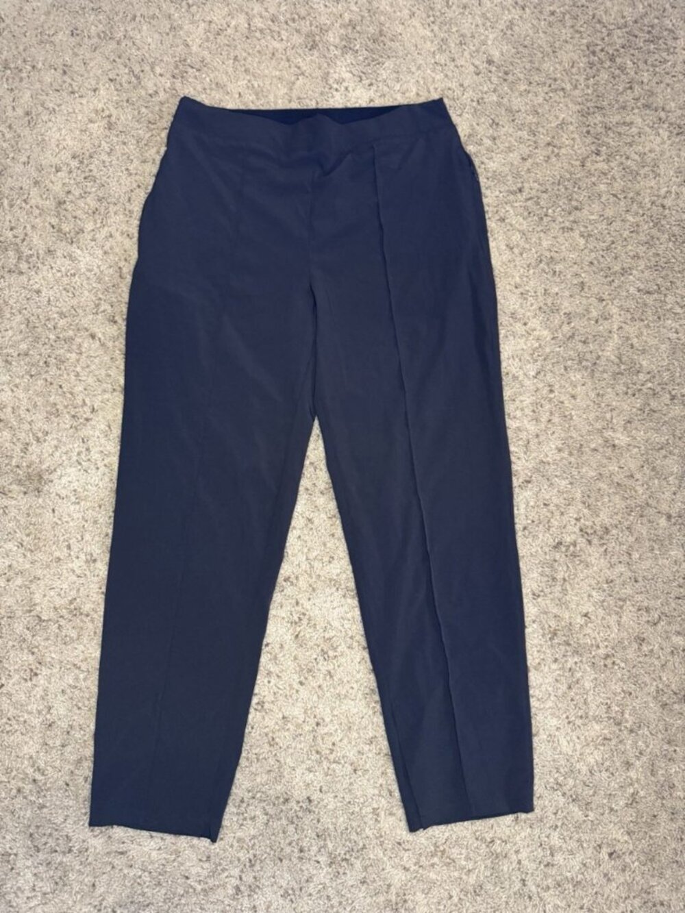 CHICOS Nylon Trouser Pants Zip Pockets Side Slit 35x26.5 Elastic Lightweight